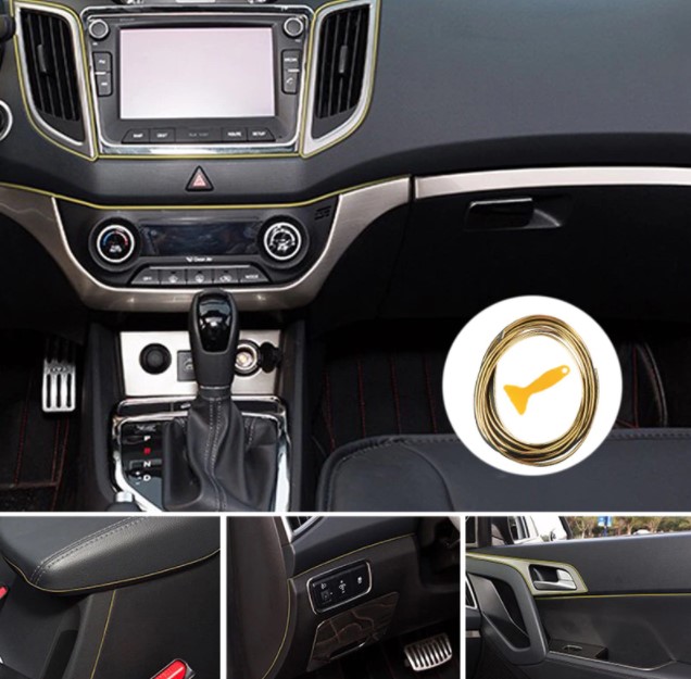 Dekorační ozdobná lišta do interiéru vozidla 5m Zlatá