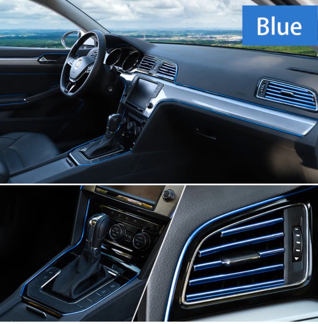 Dekorační ozdobná lišta do interiéru vozidla 5m Modrá