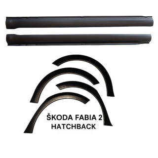 Plastové lemy + prahy Škoda Fabia 2 Hatchkack 2007-2014 PSK