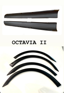 Plastové lemy blatníku + prahy Škoda Octavia II 2004-2013 jemný desén